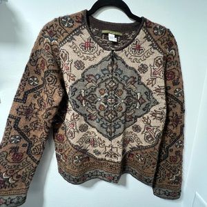 Brown Vintage Looking Peruvian Connection 100% Alpaca Jacket Zip Up
